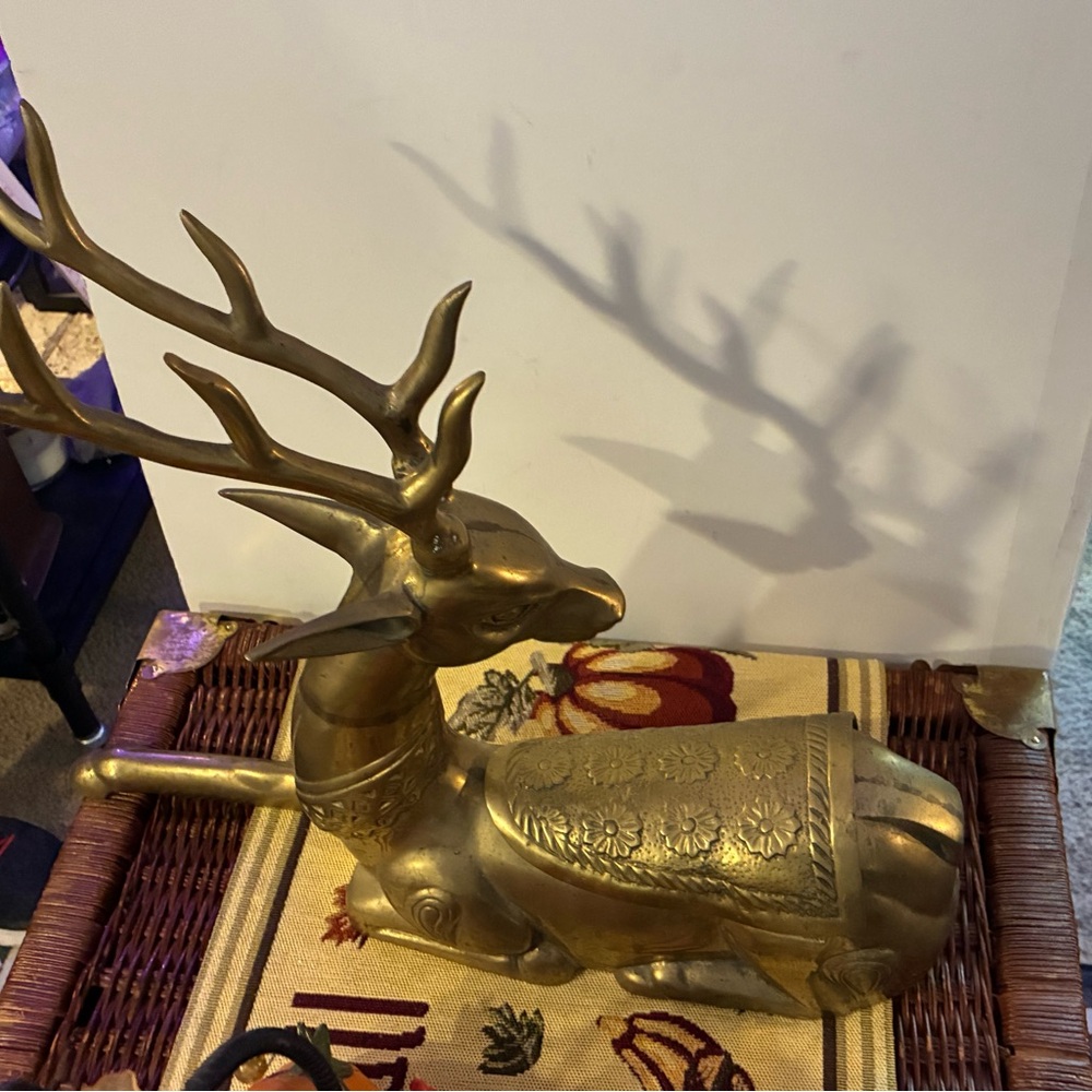Deer brass figurine, attributed to Sarreid Ltd, Hollywood Regency style.Vintage